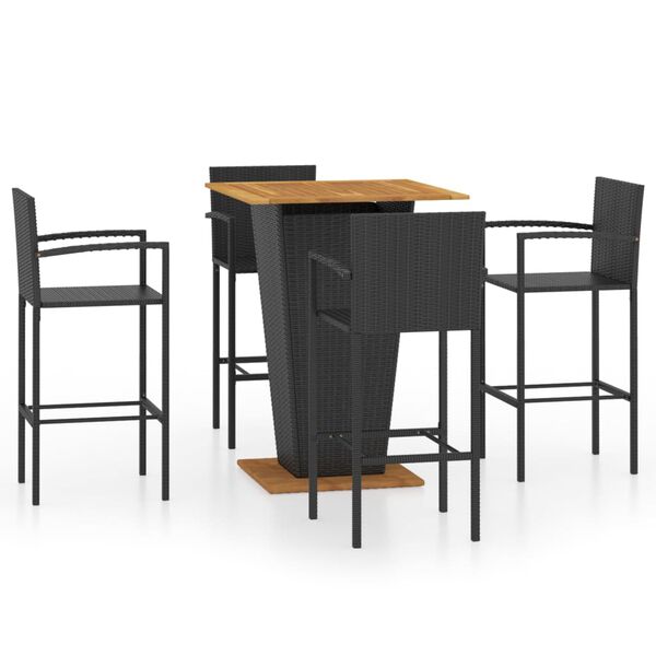 vidaXL 5 Piece Garden Bar Set Black