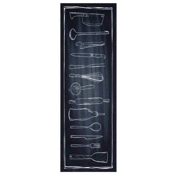vidaXL Kitchen Rug Black 180 x 60 cm Velvet