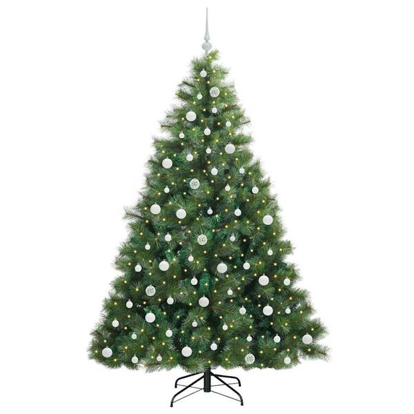 vidaXL Artificial Christmas Tree with 300 LEDs Green 210 cm PE and PVC