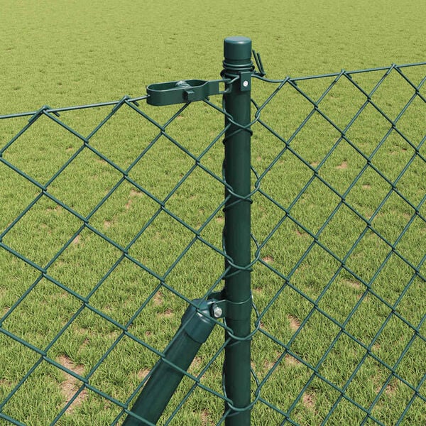 vidaXL Chain Link Fence with Posts Green 1.5 x 10 m Steel
