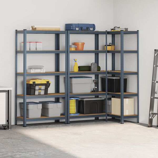 vidaXL 5-Layer Storage Shelves 3 pcs Anthracite Steel&Engineered Wood
