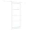 vidaXL Sliding Door White 83 x 202 cm Solid Pine Wood and Glass