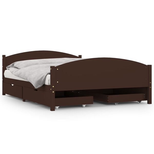 vidaXL Bed Frame without Mattress Dark Brown 140x200 cm Solid Wood
