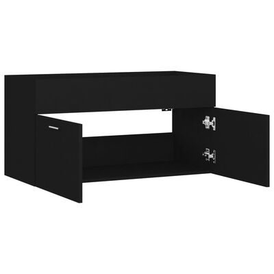vidaXL Sink Cabinet Black 90x38.5x46 cm Engineered Wood