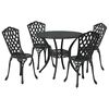 vidaXL Garden Dining Set 5 pcs Black 90 x 90 x 75 cm Cast Aluminium