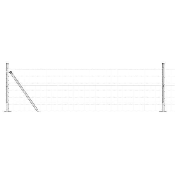 vidaXL Fence with Post Silver 0.6 x 50 m Steel