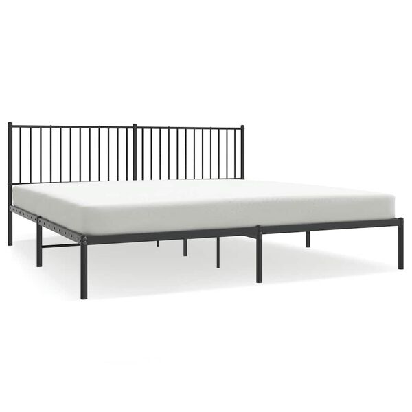 vidaXL Metal Bed Frame without Mattress with Headboard Black 200x200cm