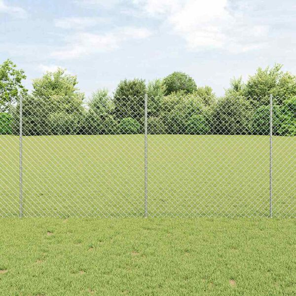 vidaXL Fence with Post Silver 1.2 x 10 m Steel
