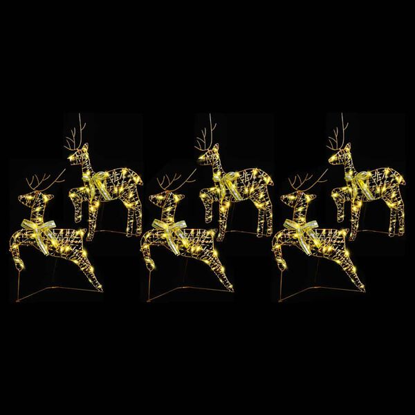 vidaXL LED Reindeers with 180 LEDs 6 pcs Gold PET