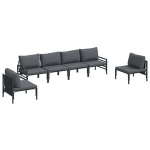 vidaXL Garden Sofa Set with Cushion 6 pcs Black Steel