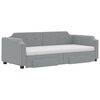 vidaXL Daybed with Trundle and Drawers Light Grey 90x190 cm Fabric