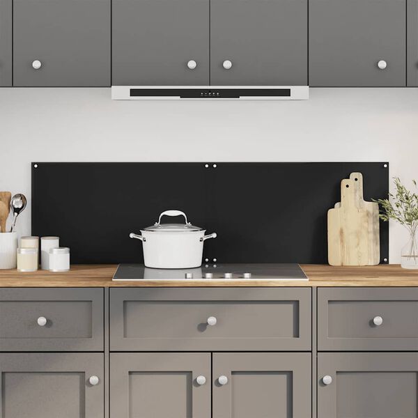 vidaXL Kitchen Backsplashes 2 pcs Black 70x60 cm Tempered Glass
