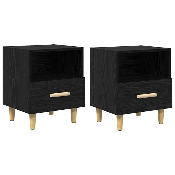 vidaXL Bedside Cabinet 2 pcs Black Oak 40 x 35 x 47 cm Engineered Wood