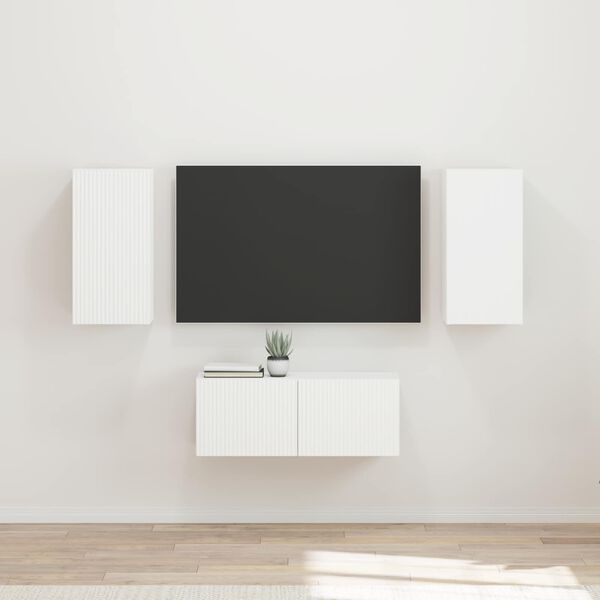vidaXL TV Cabinet Set Wall-mounted 6 pcs White Engineered Wood