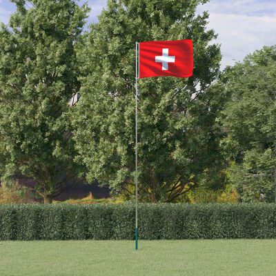 vidaXL Switzerland Flag and Pole 5.55 m Aluminium