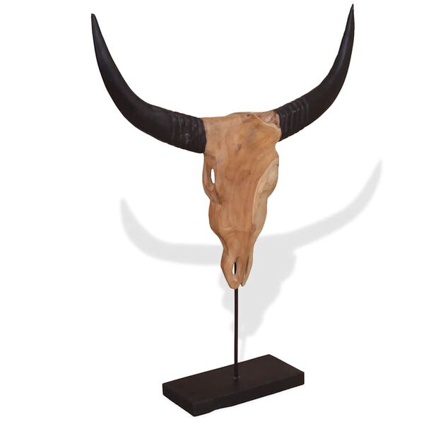 vidaXL Bull Skull Sculpture Teak 66x15x88 cm