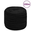 vidaXL Work Rope Black 8 mm 100 m Polyester