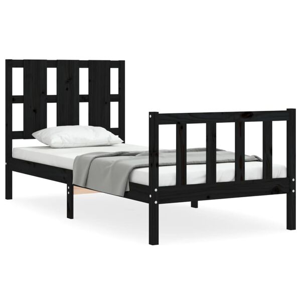 vidaXL Bed Frame without Mattress Black 90x190 cm Single Solid Wood Pine