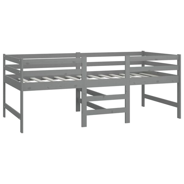 vidaXL Mid-high Bed without Mattress Grey Solid Wood Pine 90x200cm