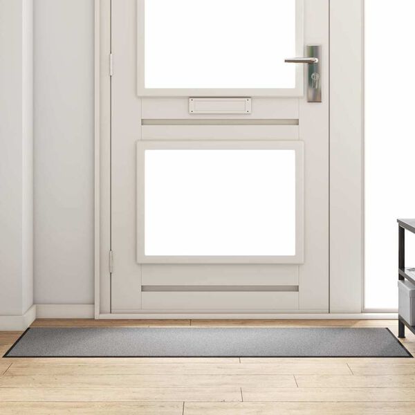 vidaXL Doormat Grey and Black 60 x 180 cm Polypropylene and vinyl