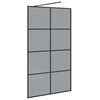 vidaXL Walk-in Shower Wall Black 115 x 195 cm Tempered Glass