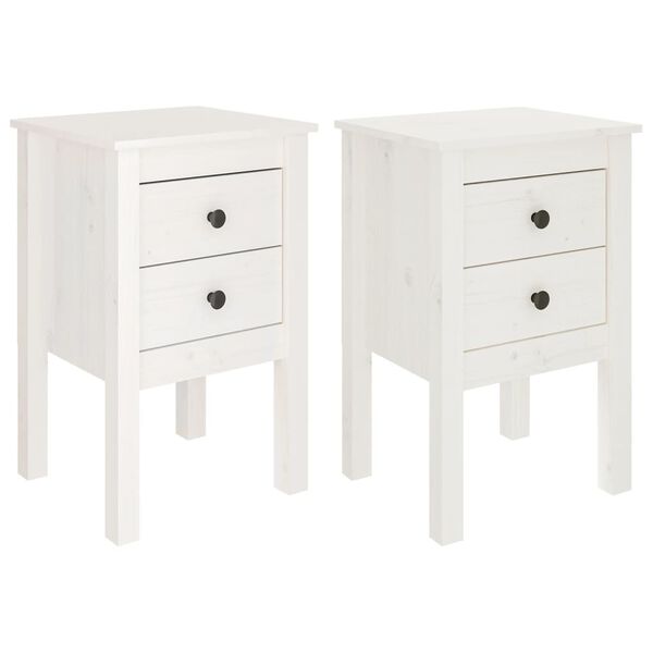vidaXL Bedside Cabinets 2 pcs White 40x35x61.5 cm Solid Wood Pine
