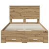 vidaXL Bed Frame with Drawer Artisan Oak 120 x 190 cm Engineered Wood