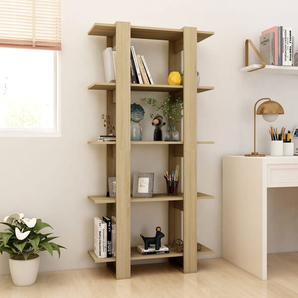 vidaXL Book Cabinet/Room Divider Sonoma Oak 80x30x160 cm Engineered Wood