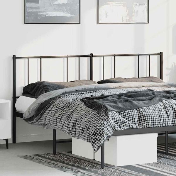 vidaXL Metal Headboard Black 180 cm