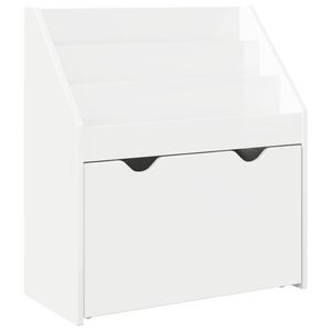 vidaXL Kids Bookshelf with Drawer High Gloss White 60 x 29.5 x 69 cm