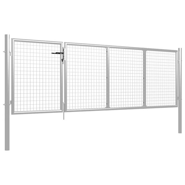 vidaXL Garden Gate Steel 350x100 cm Silver