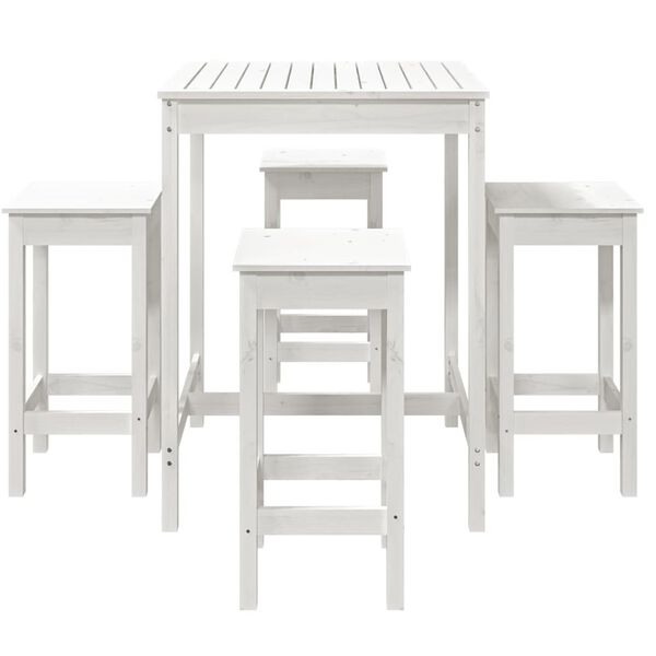 vidaXL 5 Piece Garden Bar Set White Solid Wood Pine