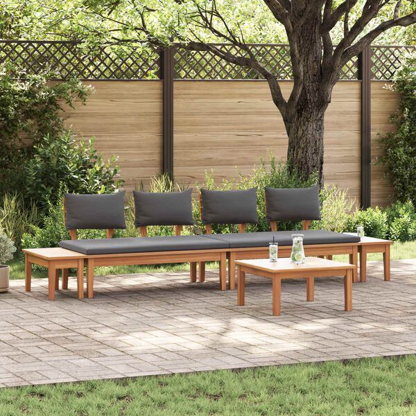 vidaXL Garden Sofa Set 5 pcs Brown and Grey
