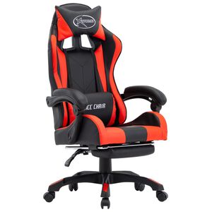 vidaXL Racing Chair with Footrest Red and Black Faux Leather