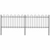vidaXL Garden Fence with Hoop Top Steel 337x100 cm Black