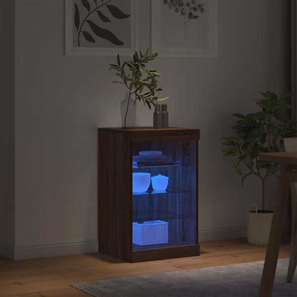 vidaXL Sideboard with LED Lights Brown Oak 41x37x67 cm