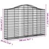 vidaXL Arched Gabion Baskets 7 pcs 200x30x120/140 cm Galvanised Iron