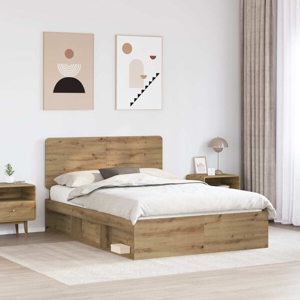 vidaXL Bed Frame Artisian Oak 160 x 200 cm Solid Pine Wood