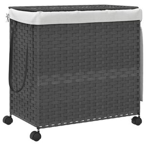 vidaXL Laundry Basket with Wheels Grey 60x35x60.5 cm Rattan