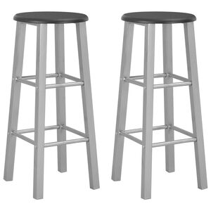 vidaXL Bar Stools 2 pcs Silver MDF