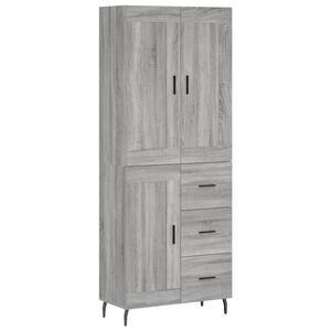 vidaXL Highboard Grey Sonoma 69.5x34x180 cm Engineered Wood