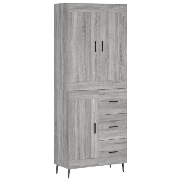 vidaXL Highboard Grey Sonoma 69.5x34x180 cm Engineered Wood