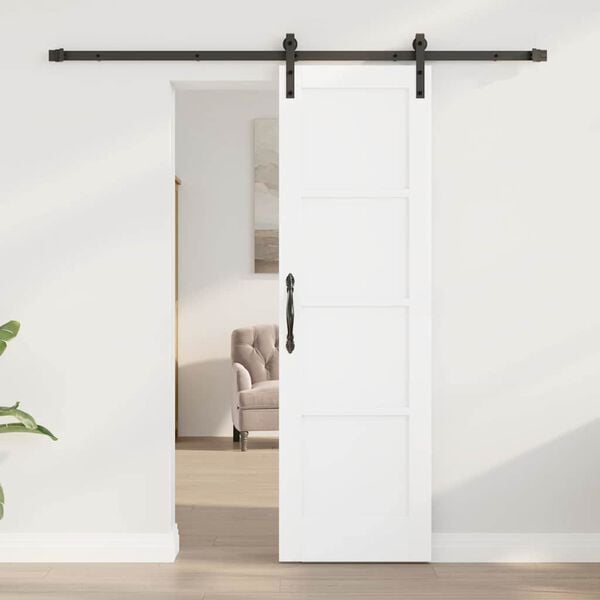 vidaXL Sliding Door White and Black 61 x 198.5 cm Solid Pine Wood