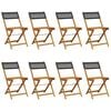 vidaXL Garden Chair | Set of 8 | Black | Solid acacia wood, PE rattan | Medium