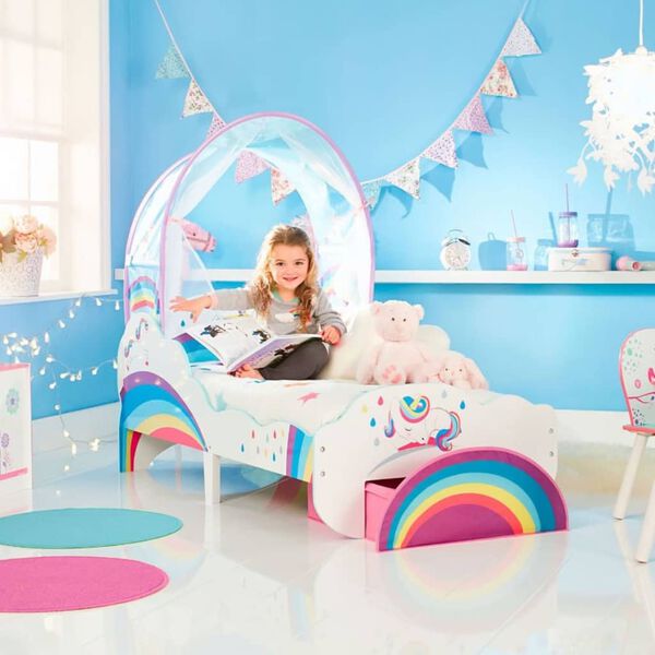 Worlds Apart Toddler Bed with Drawer Unicorn 142x77x128cm