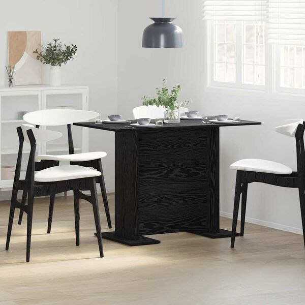 vidaXL Dining Table Black oak 110 x 60 x 75 cm Engineered wood