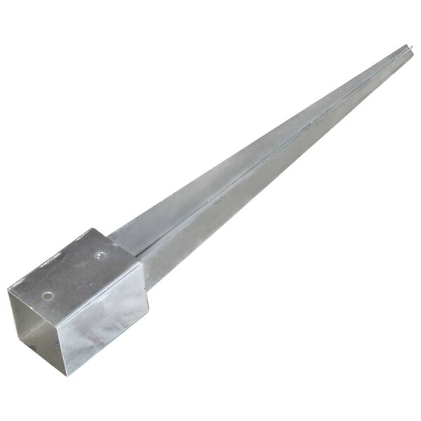 vidaXL Ground Spikes 2 pcs Silver 9x9x75 cm Galvanised Steel