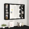vidaXL Mirror Cabinet with LED Black 76x15x55 cm