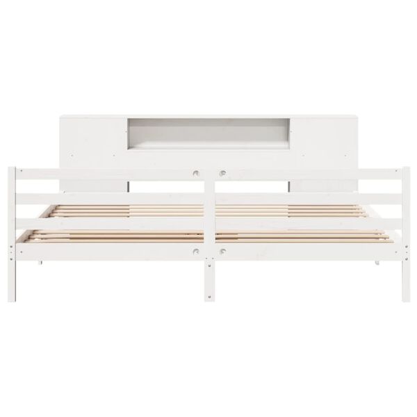 vidaXL Bookcase Bed without Mattress White 180x200 cm Super King Solid Wood Pine