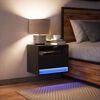 vidaXL Wall-mounted Bedside Cabinet with LED Lights Black